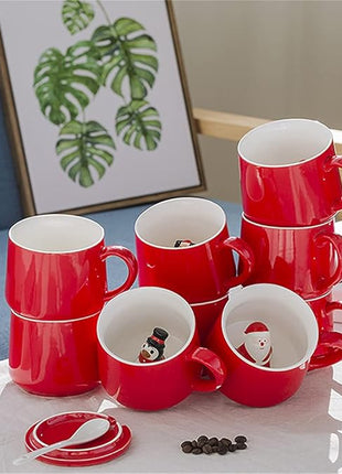 3D Christmas Coffee Mug 12 oz with Cow,Cute Cartoon Handmade Ceramics Cup,Christmas Birthday Surprise for Friends Family or Kids,Best Office Cups Morning Mugs (12 Cow)