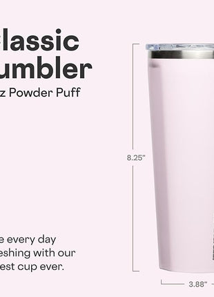 Corkcicle Classic Tumbler - Keeps Drinks Cold for 9 Hours & Hot for 3 - Triple-Insulated Stainless Steel - Holiday Tumbler Gift - 24 oz - Powder Puff
