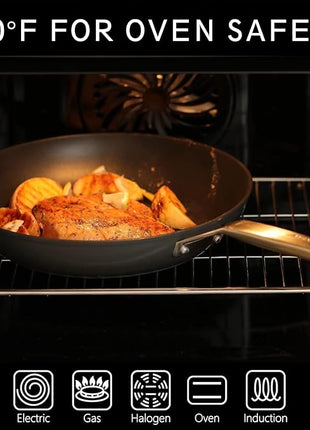 MsMk 7 inch Small Frying Pan, Carbonize also Nonstick Omelette Pan, PFOA Free Non-Toxic, Scratch-resistant, Induction Egg skillet, for Induction, Ceramic and Gas Cooktops
