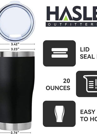 HASLE OUTFITTERS 20 oz Tumbler Bulk, Stainless Steel Tumblers with Lid, Vacuum Insulated Tumbler, Double Wall Tumbler Cup, coffee mugs, Black, 12 Pack