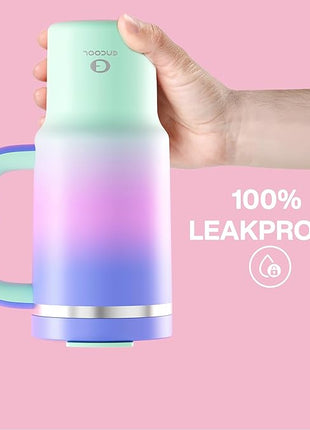 32 oz Tumbler with Handle and Straw: Stainless Steel Insulated Tumbler Keeps Cold for 24 Hours, Leakproof Travel Cup Fits in Cup Holder and BPA-Free, Frosted Lilac