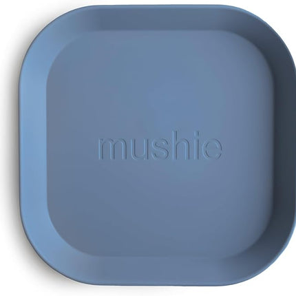 mushie Square Dinnerware Plates for Kids | Made in Denmark, Set of 2 (Twilight Blue)