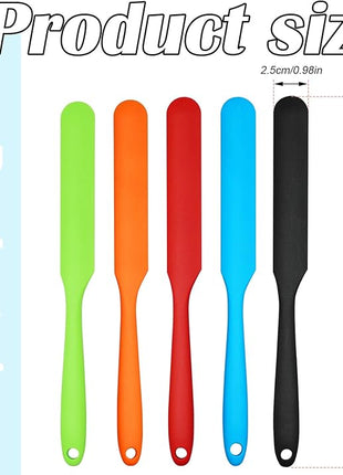 Silicone Jar Scraper Spatulas, 5pcs Heat Resistant Cake Cream Peanut Butter Spatulas Mixing Batter Scraper, 9.6 inch Nonstick Bread Spatula Rubber Kitchen Jar Blenders Scraper Long