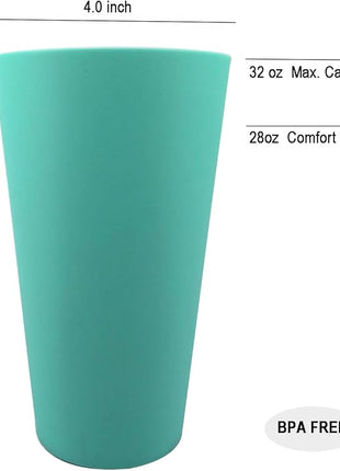 32-ounce Plastic Tumblers Reusable Dishwasher Safe BPA Free Set of 12 Multicolor Large Drinking Cups