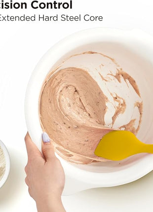 Kitchen Mama WaltzGrip Platinum Silicone Scraping Spatula: Heat Resistant, Seamless, Non Stick for Frying Pan Cookware, Safe, Flexible Bowl Scraper - Ideal for Mixing, Baking, Stirring (Yellow)