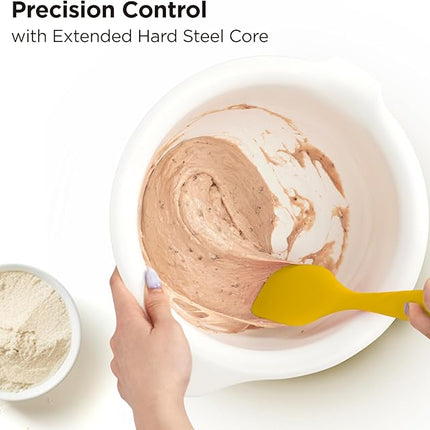 Kitchen Mama WaltzGrip Platinum Silicone Scraping Spatula: Heat Resistant, Seamless, Non Stick for Frying Pan Cookware, Safe, Flexible Bowl Scraper - Ideal for Mixing, Baking, Stirring (Yellow)