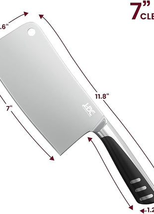 LDC Meat Cleaver Heavy-Duty 7" Inch Knife - High-Carbon Stainless Steel Chef Knife for Meat and Vegetables - Butcher Bone Cutting Knife for Home and Restaurant Use