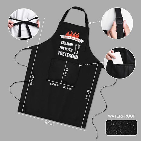 Aprons for Men, Mens Apron, Funny Aprons for Men, Adjustable Neck Strap Waterproof and OilProof Best for Grilling, Husband Birthday Gift, Gifts for Husband, Father's Day Gifts for Dad.