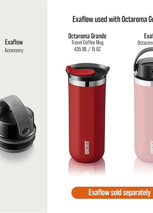 WACACO Octaroma Grande Vacuum Insulated Coffee Mug, 15 fl oz (435ml), Double-wall Stainless Steel Travel Tumbler With Drinking Lid, Carmine Red