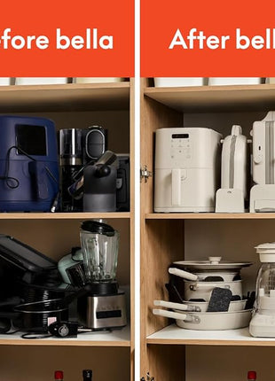 bella 4Qt Slim Air Fryer, Fits-anywhere™ Kitchenware, EverGood™ Ceramic Nonstick Coating, Adjustable Temperature, 6 Preset Cooking Options, 60 Min Auto Shutoff w Audible Tone, 3.3lb Capacity, Plum