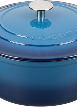 Enameled Cast Iron Dutch Oven Pot with Lid, 7 Quart, Round Dutch Ovens for Bread Baking, Bread Oven, Oven Safe up to 500°F, Lake Blue