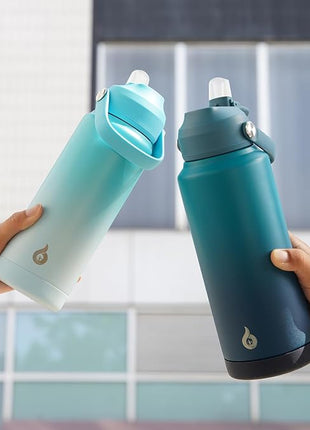 BJPKPK Water Bottle with Straw Lid, 32oz Vacuum Insulated Water Bottles, Metal Stainless Steel Thermo for Sports, Travel, BPA Free Leak Proof Thermo, Cups, Flasks, Tumblers,Sky