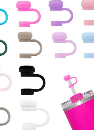 12P Straw Cover for Stanley Cup, Silicone Straw Topper for Stanley Cup 30&40oz with Tumblers, 10mm 0.4in Lid Accessories (Reusable)