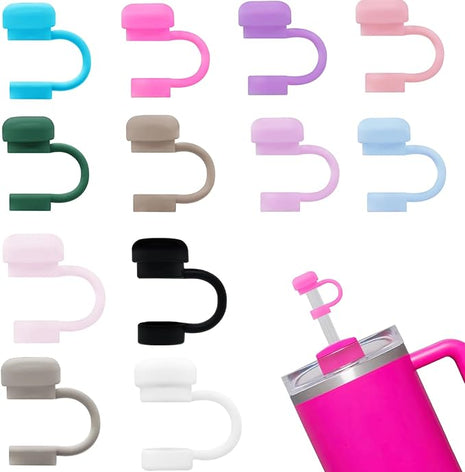 12P Straw Cover for Stanley Cup, Silicone Straw Topper for Stanley Cup 30&40oz with Tumblers, 10mm 0.4in Lid Accessories (Reusable)