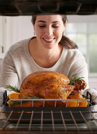 HIC Kitchen Roasting Pro V-Shaped Baking Rack, Chrome-Plated Steel, For Even Cooking And Juicy Results, 15.75 x 10.25 x 4-Inches