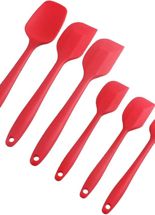 Silicone Spatula Set of 6, Rubber Spatula Set Heat Resistant and Stainless Steel Core Spatulas for Nonstick Cookware, Cooking Spatula Kitchen Utensils for Baking Mixing Small and Large Red Spatulas