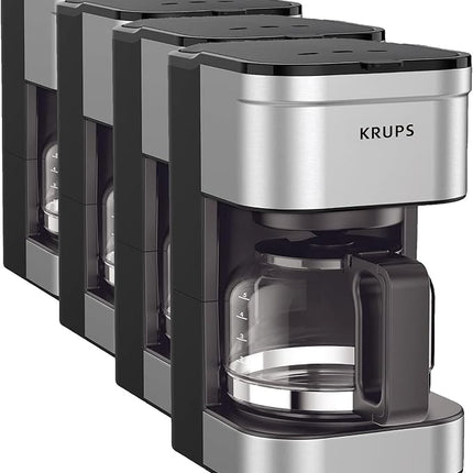 KRUPS Simply Brew Compact 5 Cup Coffee Maker: Stainless Steel Design, Pause & Brew, Keep Warm, Reusable Filter, Drip-Free Carafe (Pack of 4)