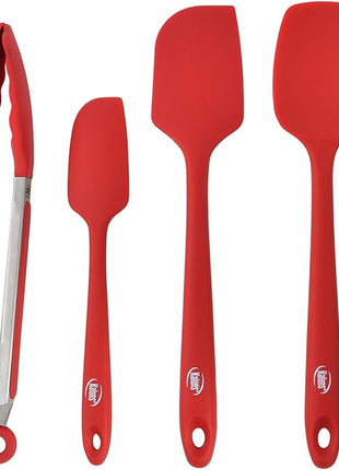 Kaluns Silicone Spatula Set 4 Pcs Rubber Spatulas Silicone Heat Resistant 600°F, Spatulas for Nonstick Cookware, Seamless Design with Stainless Steel Core, Dishwasher Safe, Bonus Tongs Included