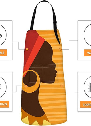Britimes Apron Home Kitchen Cooking Baking Gardening for Women Men With Pockets African American Woman Girl Folk 32x28 inch
