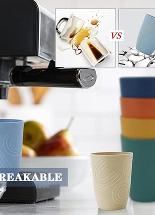 Homienly Drinking Glasses Premium Wheat Straw Unbreakable Cups - Set of 6 Alternative to Plastic Cups Reusable Unbreakable Drinking Cup Reusable Dishwasher Safe Water Glasses Tumblers (12 OZ)