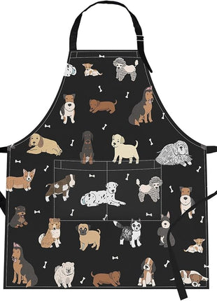 Britimes Doodle Puppy Dog Labrador Apron Home Kitchen Cooking Baking Gardening for Women Men with Pockets 32x28 inch