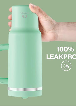 40 oz Tumbler with Handle and Straw: Stainless Steel Insulated Tumbler Keeps Cold for 24 Hours, Leakproof Travel Cup Fits in Cup Holder and BPA-Free,Brook Green