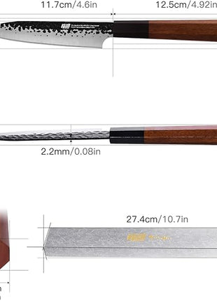 FINDKING Dynasty Series Kitchen Utility Knife, Multi-Purpose Japanese Paring Knife, 9Cr18MoV High Carbon Steel Blade, African Rosewood Octagonal Handle, Small, for Fruits Vegetables, 5 Inches