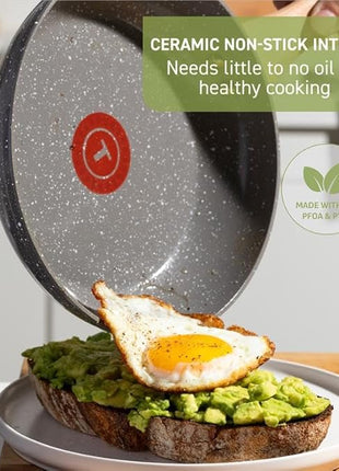 T-Fal Revive Ceramic Nonstick Frying Pan 12 Inch Skillet, Oven Safe to 350°F, Stay-Cool Handle, Grey Granite