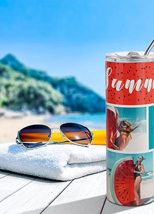 PYD Life 10 Pack Sublimation Tumblers Bulk Blank 20 OZ Skinny White Stainless Steel Tumbler Cups with Straw and Lid for Mug Tumbler Heat Press Sublimation Oven Printing