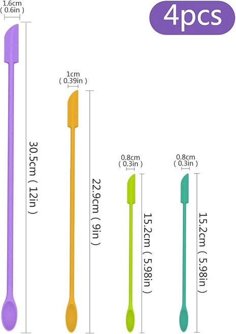 Mini Spatula Silicone Spatula Set - 4pcs Small Makeup Scrapers for Cosmetics, Reusable Beauty Tiny Tools, Thin Jar Scraper, Get the Last of the Makeup Out of the Bottle(Candy Colors)