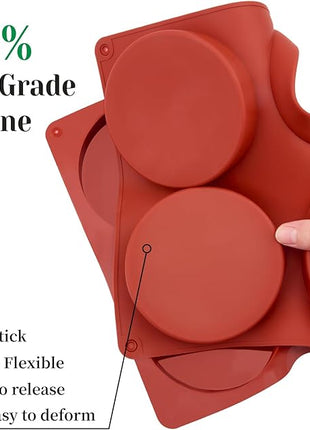 2 Pack Silicone Egg Mold for Breakfast Sandwiches, 4 Inch Non-Stick Jumbo Muffin Top Pan Round Baking Mold for English Egg Muffin, Hamburger Bun, Whoopie Pie