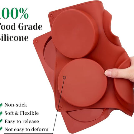 2 Pack Silicone Egg Mold for Breakfast Sandwiches, 4 Inch Non-Stick Jumbo Muffin Top Pan Round Baking Mold for English Egg Muffin, Hamburger Bun, Whoopie Pie