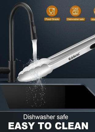 4 Pack Tongs For Cooking, Heat Resistant 600 Degrees 9",12" Stainless Steel Locking Metal Tong & 9",12" Kitchen Tongs with Silicone Tips, Non-Slip Food Silicone Tong, Heavy Duty, Non-Stick