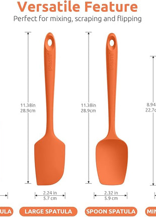 U-Taste Silicone Spatula Set with 600 Degrees Fahrenheit Heat Resistant (Orange)