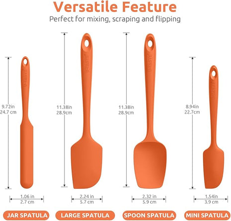 U-Taste Silicone Spatula Set with 600 Degrees Fahrenheit Heat Resistant (Orange)