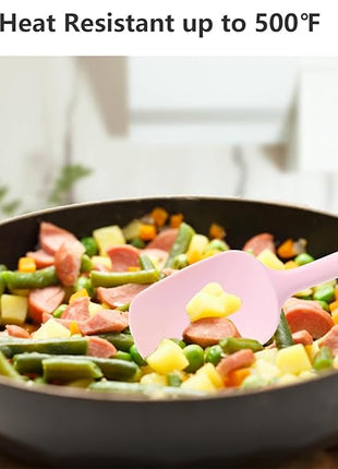 5 Piece Pink Silicone Spatula Set, Heat Resistant Rubber Spatulas Set, Silicone Kitchen Utensils Set Dishwasher Safe for Nonstick Cookware Baking Cooking