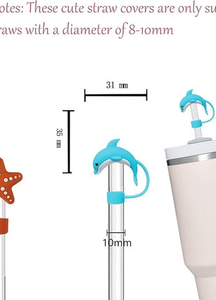 6P Straw Cover for Stanley Cup, Silicone Straw Topper for Stanley Cup 30&40oz with Tumblers, 10mm 0.4in Lid Accessories (Reusable)