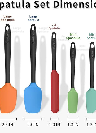 Coukre Silicone Spatula Set of 5,High Heat Resistant, Food Grade Silicone, Upgraded Extended Reinforced Handle,Dishwasher Safe, for Baking, Cooking (Colorful, Color block)