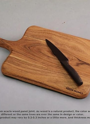 Vesta Homes Wooden Cutting Board/Chopping, Serving Board, Platter for Vegetables, Fruits, Cheese, and Charcuterie | Natural Acacia Wood | 16 * 9 Inches | Handcrafted in India