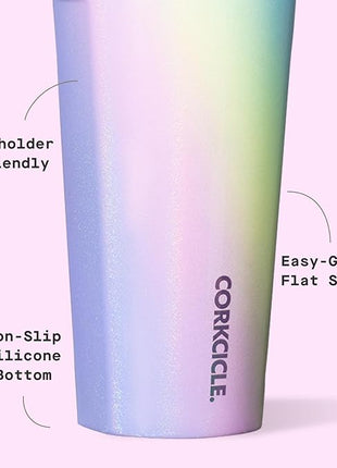 Corkcicle Classic Tumbler - Keeps Drinks Cold for 9 Hours & Hot for 3 - Triple-Insulated Stainless Steel - Holiday Tumbler Gift - 16 oz - Rainbow Unicorn
