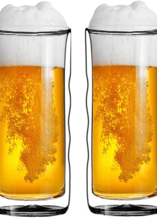 Sun's Tea(tm 20oz Wave Strong Double Wall Thermo Glasses for Beer/Tea/Coffee, Set of 2