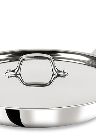 All-Clad D3 12" Stainless Steel Frying pan W/Lid, 3-Ply Stainless Steel Pan, Induction, Oven Broiler Safe 600F Skillet, Professional Cookware, Silver