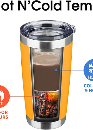 20oz Tumbler Bulk Stainless Steel Vacuum Insulated Tumblers with Lid Double Wall Travel Mug, Durable Powder Coated Coffee Cup, Suitable for Ice Drinks and Hot Beverage (Orange 12pack)