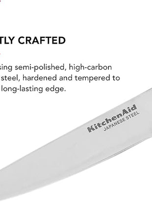 KitchenAid Gourmet Forged Triple Rivet Fine-Edge Utility Knife with Custom-Fit Blade Cover, 4.5-inch, Sharp Kitchen Knife, High-Carbon Japanese Stainless Steel Blade, Black