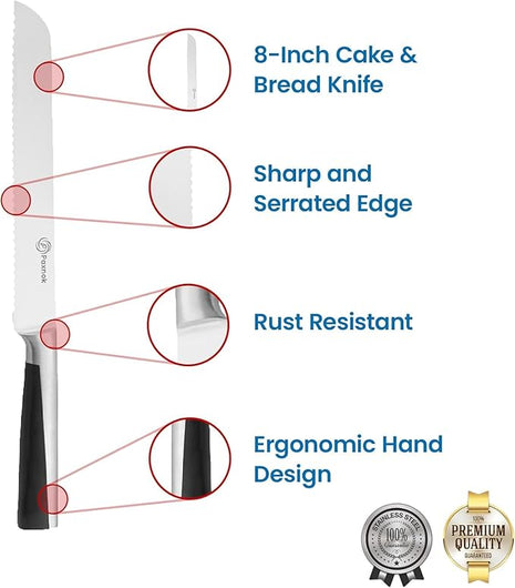 Cake Knife and Pie Server Set with Luxury Gift Box, Kitchen Essentials Cake Cutter Slicer-Serrated on Both Sides, For Right or Left Handed, Perfect Pie Gadgets, Kitchen Set and Server for Cakes & Pie