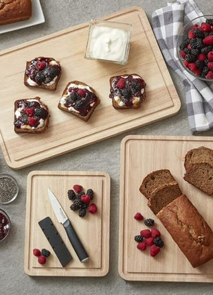 KitchenAid Classic Rubberwood Cutting Board with Perimeter Trench, Reversible Chopping Board, 8-inch x 10-Inch, Natural