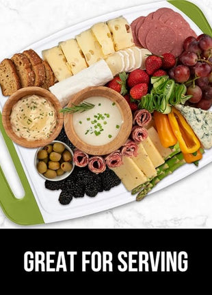 GORILLA GRIP BPA-Free Reversible Kitchen Cutting Board Set of 3, US Designed, Nonporous, Juice Grooves Catch Liquid, Slip Resistant Border, Dishwasher Safe, Durable Food Chopping Boards, Lime Green