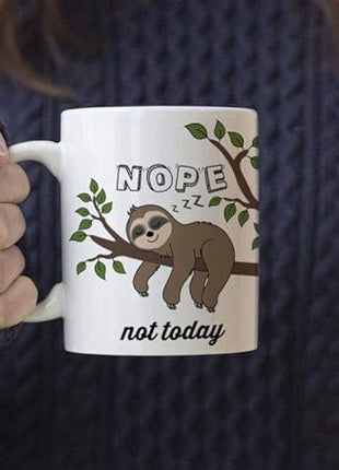 LOZACHE Cute Sloth Gifts Nope Not Today Funny Coffee Mug Have A Nice Day Ceramic Tea Cup 11oz, Kawaii Birthday Present for Men Women Wife Husband Daughter Friends Coworker