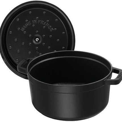 staub La Cocotte Round 40509-480 Pico Cocotte Round Black 6.3 inches (16 cm) Small, Both Handed Casting, Enameled Pot, Induction Compatible, Japanese Authentic Product
