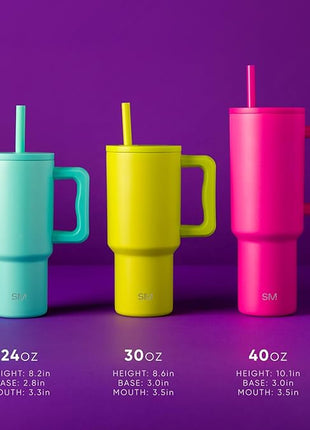 Simple Modern Kids 24 oz Tumbler with Handle and Silicone Straw Lid | Spill Proof and Leak Resistant | Reusable Stainless Steel Bottle | Gift for Kids Boys Girls | Trek Collection | Cream Leopard